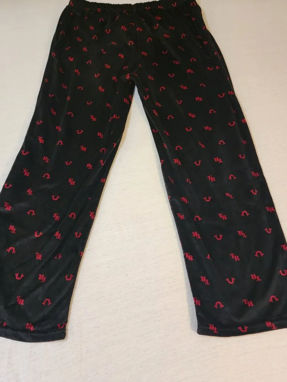 True Religion Men's XL Loungewear Pants Black and Red Drawstring